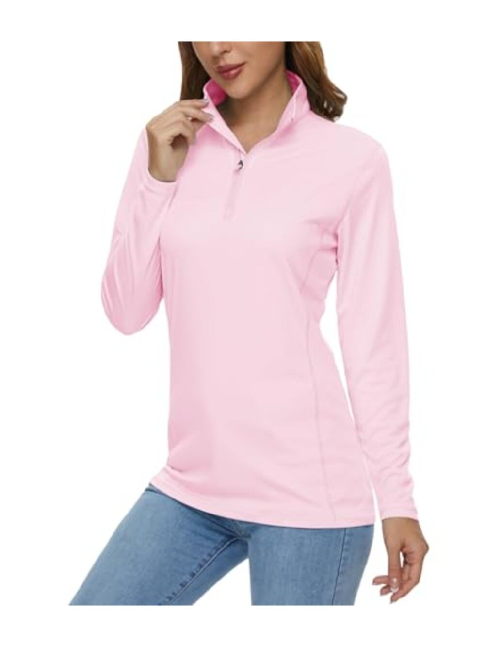 Women 1/4 Zip Long Sleeve Rash Guard UPF 50+ Sun Shirt Quick Dry